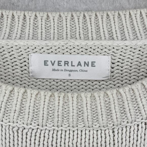 EVERLANE Sweater S Chunky Pullover Jumper Cotton Blend Off White - Picture 5 of 12